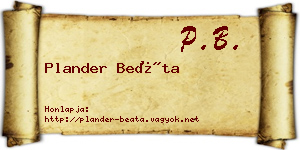 Plander Beáta névjegykártya