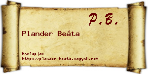 Plander Beáta névjegykártya